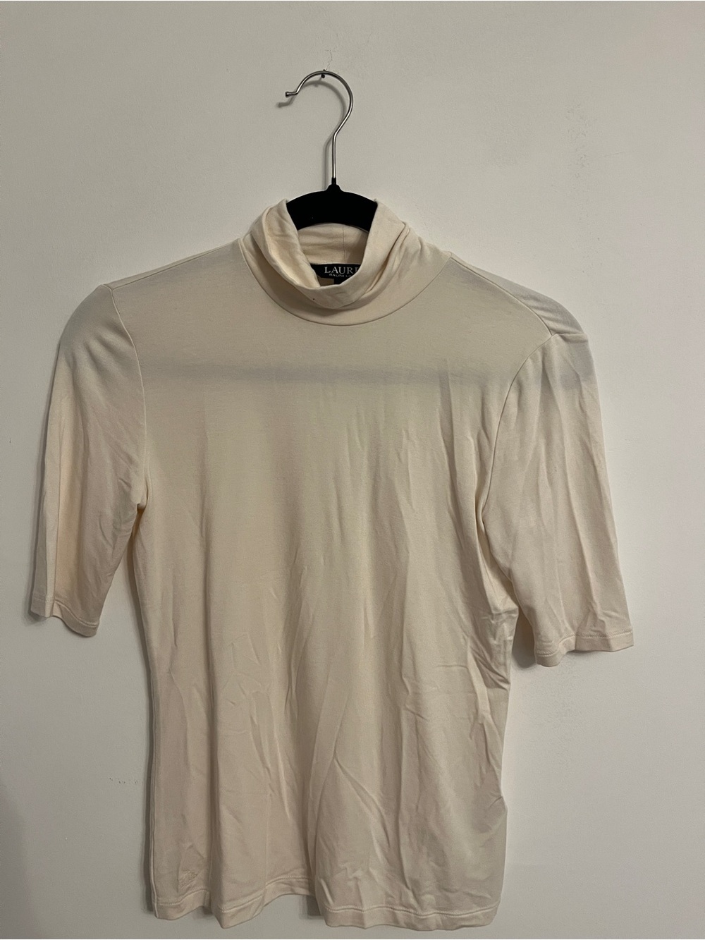 Ralph Lauren Cream Short Sleeve Turtleneck Top